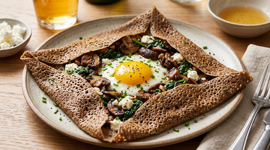 Mushroom and Spinach Galette (A Savory Crepe That Eats Like a Main Course)